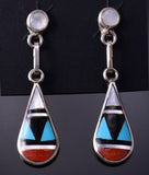 Silver & Turquoise Multistone Zuni Inlay Earrings by Delberta Boone 5A30W