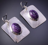 Silver & Sugilite Navajo Handmade Earrings by AM 4K07B