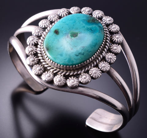 Preowned Silver & Turquoise Conchos Navajo Bracelet 4E18G