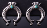 Silver & Turquoise Navajo Squash Blossom Horseshoe Earrings Paige Gordon 4H27B