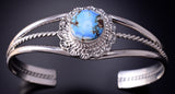 Silver & Golden Hills Turquoise Navajo Bracelet by Annette Chlawita 4M16P