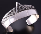 Silver Tufacast Navajo Handmade Mountains Bracelet by Kevin Yazzie 4F23V