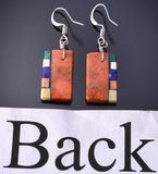 Santo Domingo Apple Coral Multistone Mosaic Earrings by Mary Tafoya 4J02L