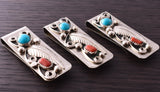 Handmade Turquoise and Coral Navajo Money Clips 3M05A