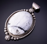 White Buffalo Turquoise Silver Pendant by Scott Skeets - 4L25K