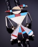 Zuni inlay Thunderbird Bolo Tie by Zuni artist Fabian Cellicion - 4L26R