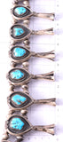 Vintage Silver & Turquoise Navajo Squash Blossom Necklace 4F04L