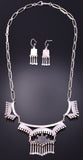 Silver & Coral Zuni Inlay Necklace & Earrings Set by Stewart Nakatewa 4F04H