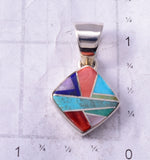 Mulitstone Inlay Navajo Pendant by Valerie Yazzie 4L26E