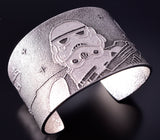 Silver Navajo Tufacast Star Wars Storm Trooper Bracelet by Nathan Begay 4F23Y