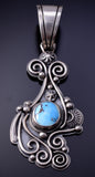 Silver & Golden Hills Turquoise Navajo Swirl Pendant by Davin Benally - 4L20H