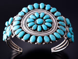 Silver & Turquoise Navajo Cluster Bracelet by Jesse Williams 4F23T