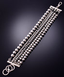 5-Strand Silver Navajo Pearls Wrap Bracelet by Jan Mariano 4E18E