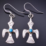 Silver & Turquoise Navajo Handmade Waterbird Earrings by Lorraine Chee 4J02V