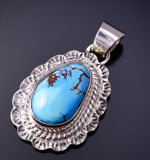 Golden Hills Turquoise Silver Navajo Pendant by Tom Francisco 4L26D