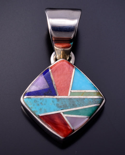 Mulitstone Inlay Navajo Pendant by Valerie Yazzie 4L26E