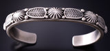 Silver Matte Finish Eagle Feathers Navajo Bracelet by Erick Begay 4C29Q