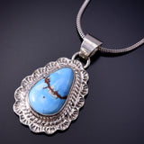 Golden Hills Turquoise Silver Pendant by Tom Francisco - 4L25T