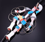 Silver Mulitistone Zuni Inlay Hoop Dancer Bolo Tie & Stand Jonathan Beyuka 4E28K