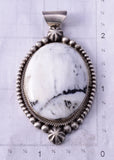 White Buffalo Turquoise Silver Pendant by Scott Skeets - 4L25K