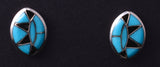 Silver & Turquoise Zuni Inlay Earrings 5A30F