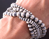 5-Strand Silver Navajo Pearls Wrap Bracelet by Jan Mariano 4E18E