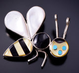 Silver and Mother of Pearl Bumble Bee Pendant/Pin by Angus Ahiyite 4L25Z