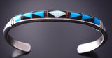 Silver & Turquoise Multistone Navajo Inlay Bracelet by Rick Tolino 4F04N