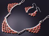 Silver & Coral Zuni Necklace & Earring Set by Griffin & Vangie Tsabetsaye 4F04D