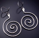 Silver Zuni Handmade Swirl Earrings by Carlton Jamon 4H27A