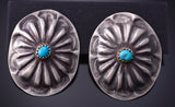 Silver & Turquoise Navajo Concho Post Earrings by Joan Begay 5A30K