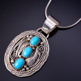 3 Turquoise Stone Navajo Pendant by Betty Begay 4L20R