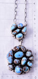 Silver & Golden Hill Turquoise Navajo Handmade Necklace by Lorenzo Juan 4L09M