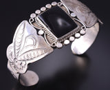 Vintage Silver & Onyx Handmade Bracelet - Unknown Origin 4F10S