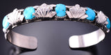 Silver & Turquoise Zuni Handmade Leaves Bracelet by Lyolita Tsattie 4A19B