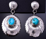 Silver & Turquoise Navajo Concho Dangle Earrings 4K07R