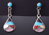 Silver & Turquoise Multistone Zuni Inlay Earrings by Antoinette Ahiyite 4E28V