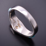 Size 8 Silver & Turquoise Multistone Navajo Inlay Ring by VJ 4F04T