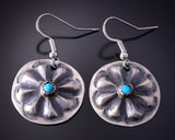 Silver & Turquoise Navajo Concho Earrings by Joan Begay 4F10Y