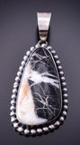 Silver & White Buffalo Turquoise Long Navajo Pendant by Skeets 4A04G