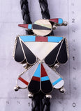 Zuni inlay Thunderbird Bolo Tie by Zuni artist Fabian Cellicion - 4L26R