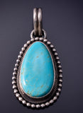 Kingman Turquoise Silver Pendant by Eli Skeets - 4L25W