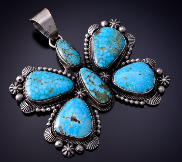 Kingman Turquoise Butterfly Pendant by Eli Skeets - 4L25J