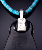 Angel Pendant on Turquoise Necklace by Mary Louise Tafoya - 4L26L