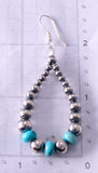 Silver & Turquoise Navajo Pearls Loop Earrings by Vangie Touchine 4F10Z