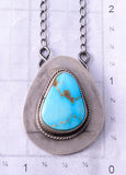 21" Silver & Blue Ridge Turquoise Navajo Handmade Necklace by Scott Skeets 4L09U