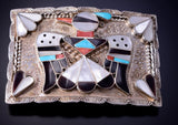 Silver Multistone Zuni Inlay T-Bird Belt Buckle - Bobby and Corraine Shack 4L12L