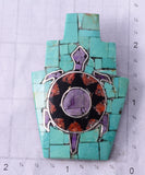 Turquoise Multistone Santo Domingo Inlay Turtle Brooch by Ray Rosetta 5B06B