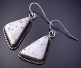 Silver & White Buffalo Turquoise Navajo Earrings 4J30A