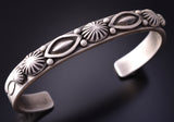 Silver Matte Finish Navajo Handmade Conchos Bracelet by Erick Begay 4C29S